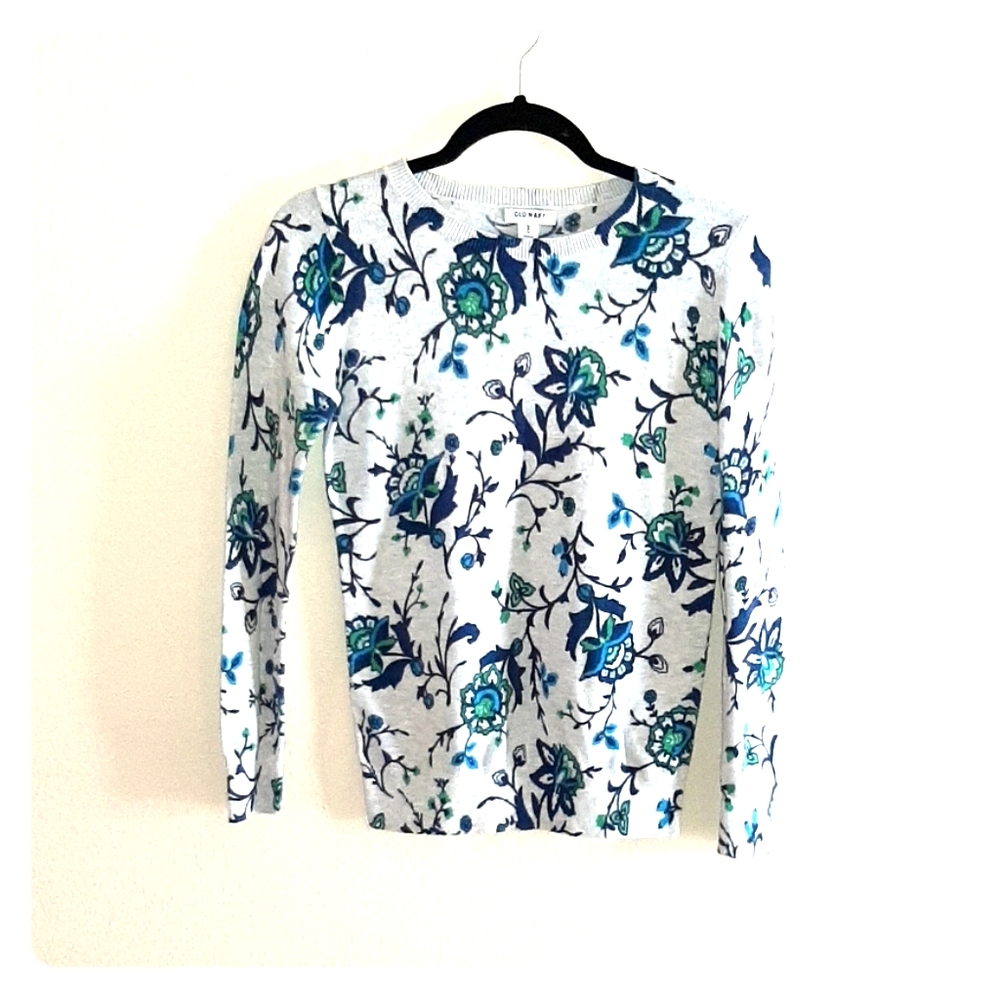 Old Navy XS Sweater light Grey Floral